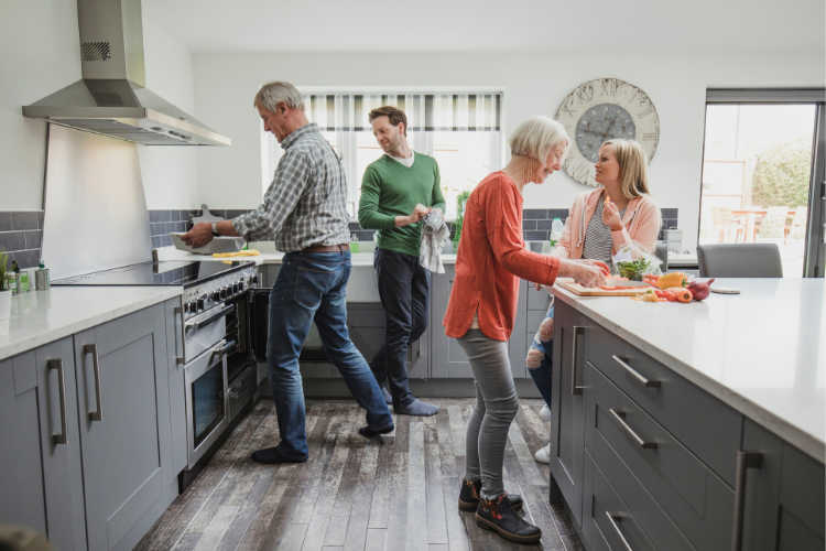 Family cooking kitchen - Multigenerational Vacations