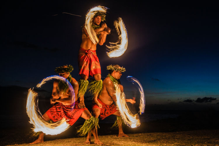 Hawaii fire dancers luau