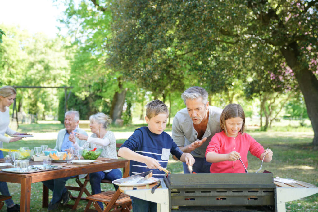 multigenerational family cooking together