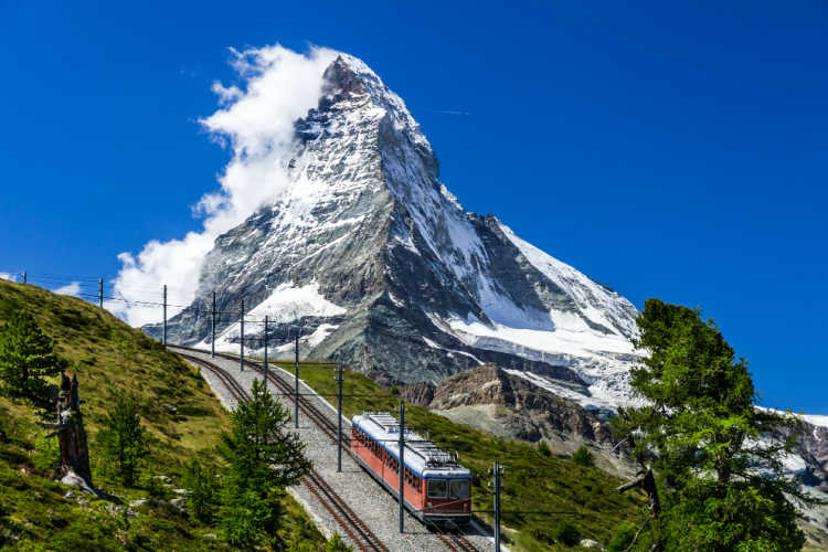 Matterhorn Switzerland with train