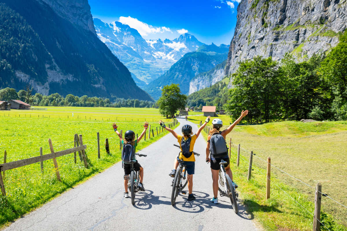 Switzerland cycling family