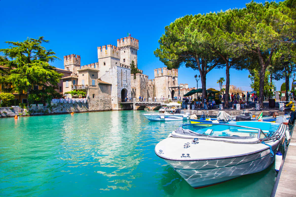 Lake Garda Italy castle boat